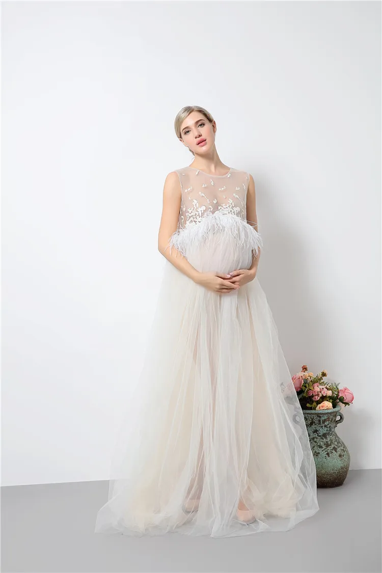 Maternity White Lace Dresses for Baby Showers Pregnancy Photography Props Clothes Pregnant Women Gown Photo Shoot Dress Costume