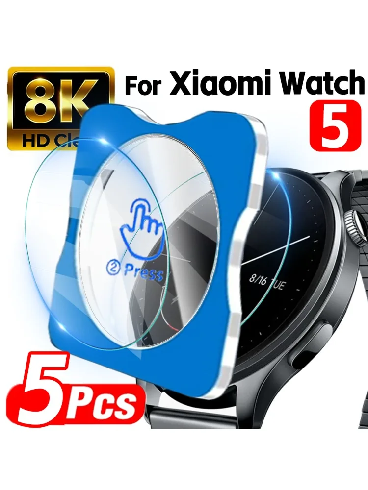 1–5 Stück HD-Displayschutzfolie aus gehärtetem Glas, einfache Installation für Xiaomi Watch 5, Displayschutzfolie mit 9H-Härte, kratzfest, Positionierungsfolie