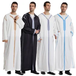 Ropa musulmana Jubba Thobe para hombres, Túnica de Ramadán, caftán blanco para hombres, Arabia Saudita, Turquía, Abaya islámica, vestido informal suelto con capucha