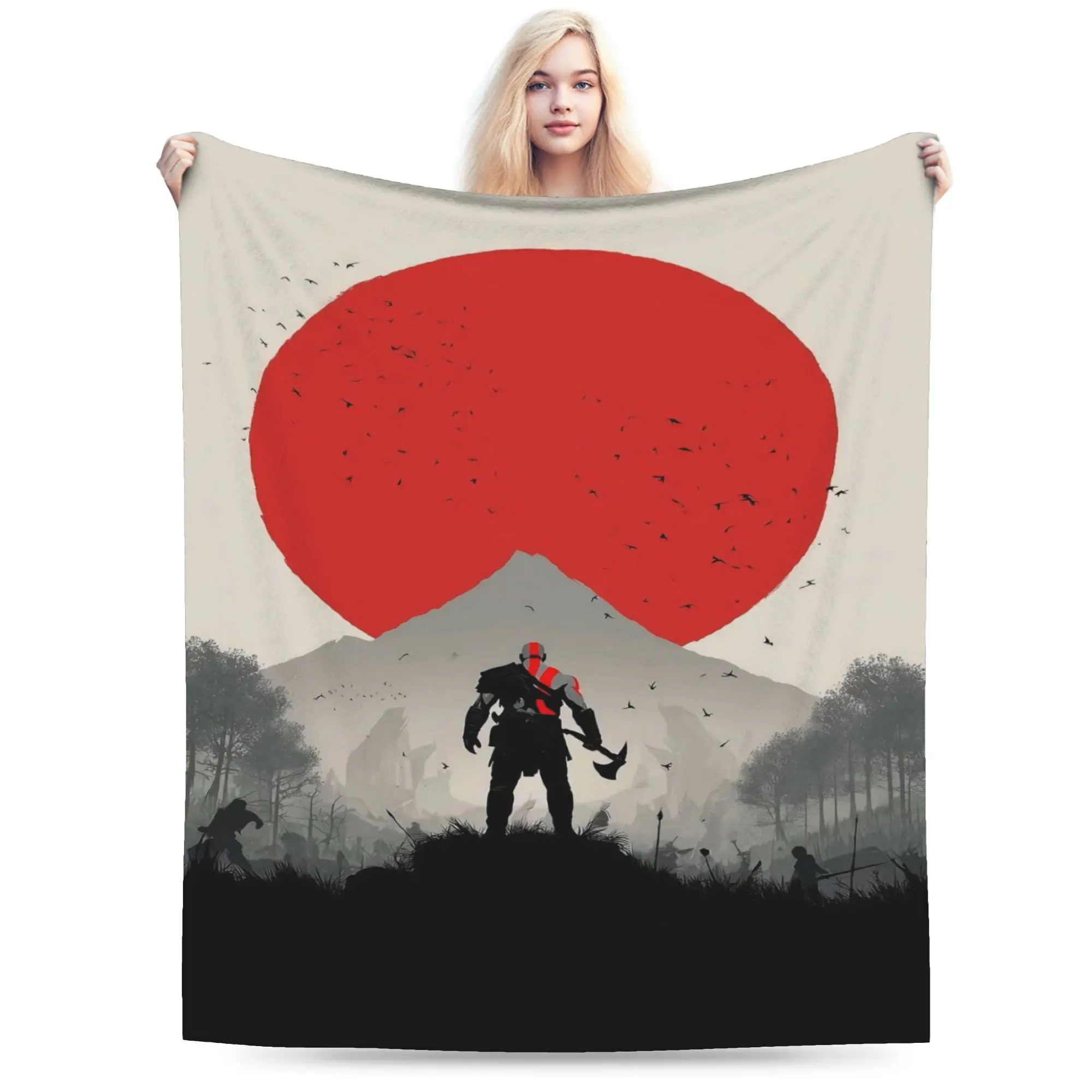 Warm Cozy Blanket Travel Car Kratos Throw Blanket Pattern God  War Games Bedspread For Bedroom