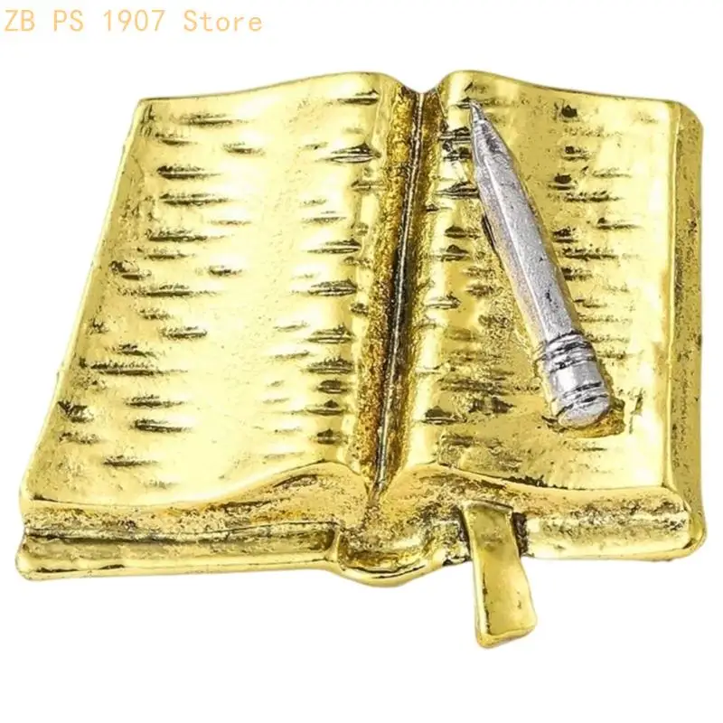 Lightweight Enamel Book Brooch Rhinestones Design Lapel Pin Secure Daily Use 55KA