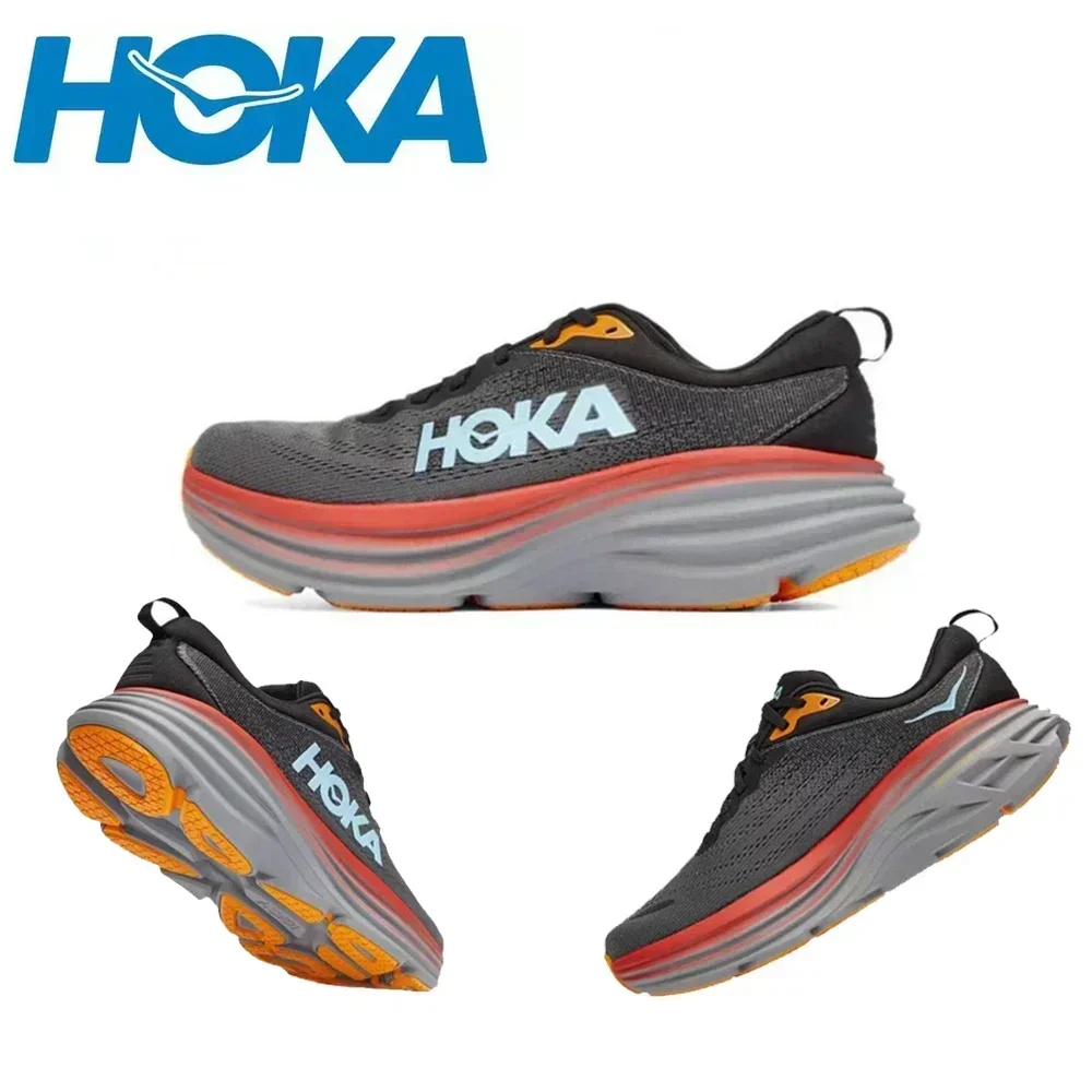 Hoka One One Bondi 8 Lightweight Jogging Outdoor Running Shoes Marathon Trail Cushioning Shoes Elastic Womens Men