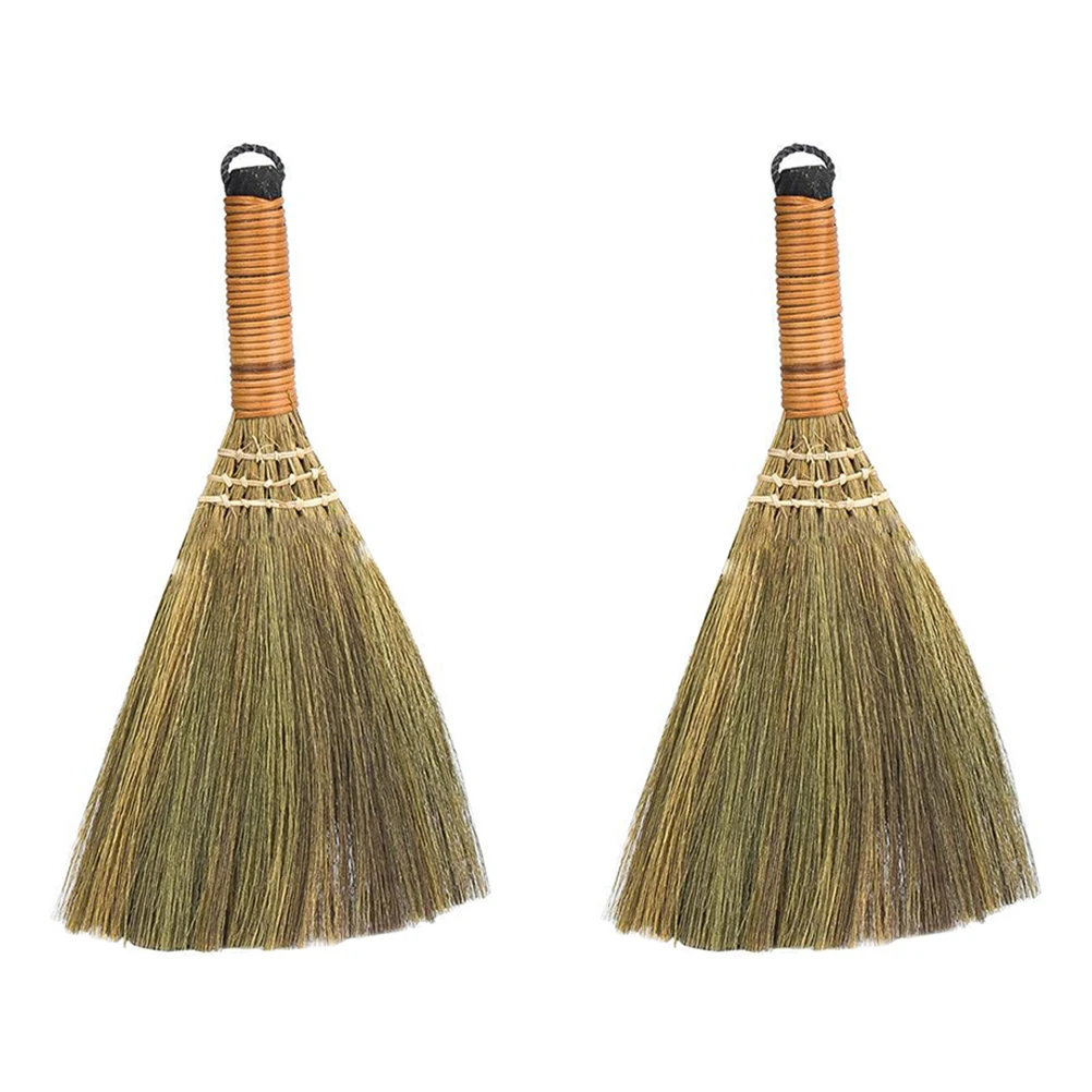 

2Pcs Wooden Desktop Cleaning Broom Small Lightweight Dusting Tools Straw Mops House Broom Sweepers Home Supplies