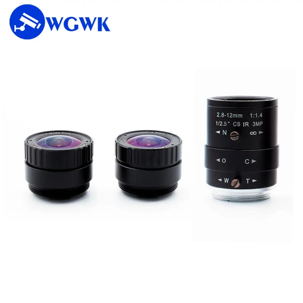 WGWK 3MP 2.5mm 2.8mm HD stała ostrość 1/2,5 "2.8-12mm ręczny zmiennoogniskowy obiektyw z mocowaniem CS do nadzoru bezpieczeństwa kamera telewizji przemysłowej