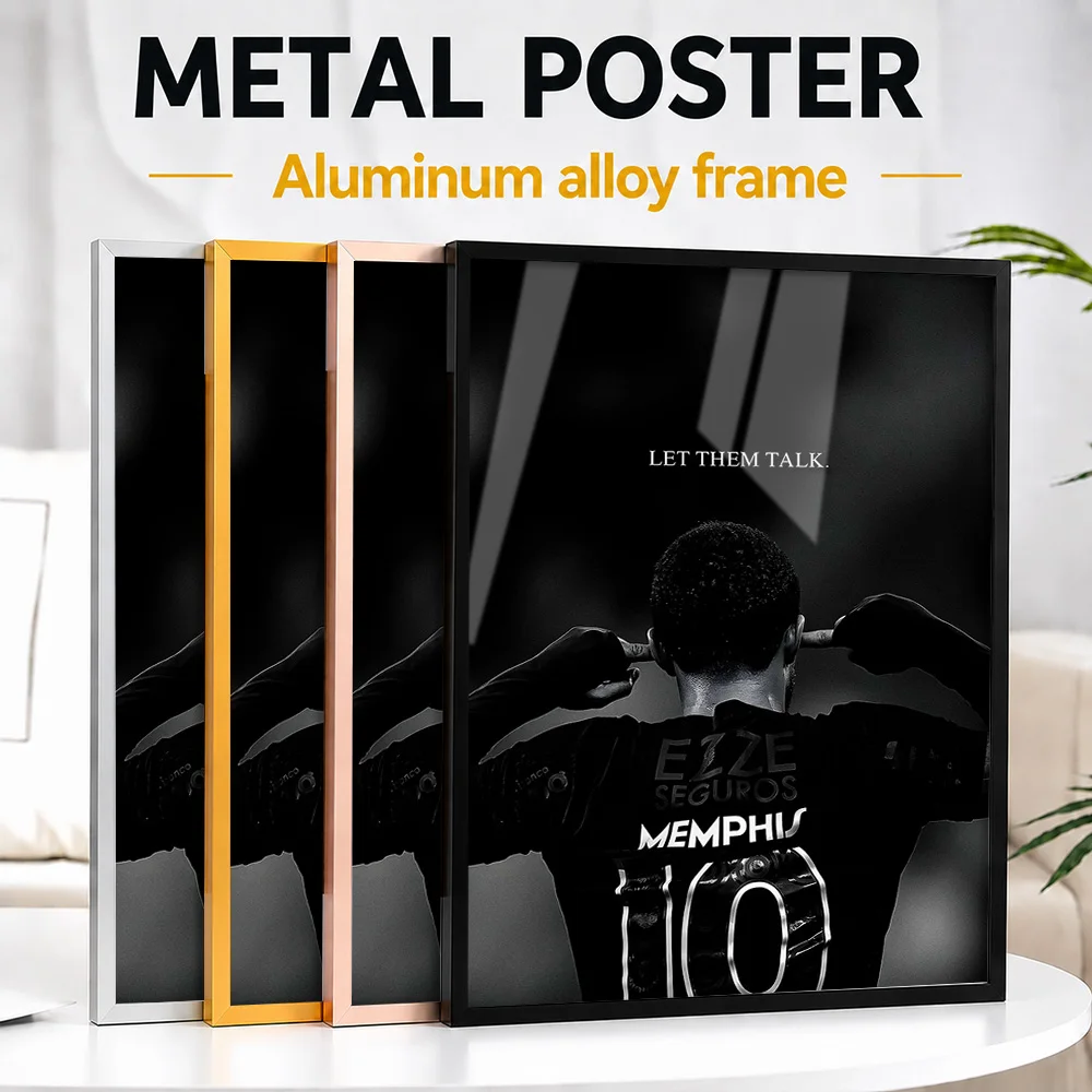 Memphis Depay Let Them Talk Framed Aluminum Metal Poster Personalized Photographic Wall Art For Sports Lounge And Games Room