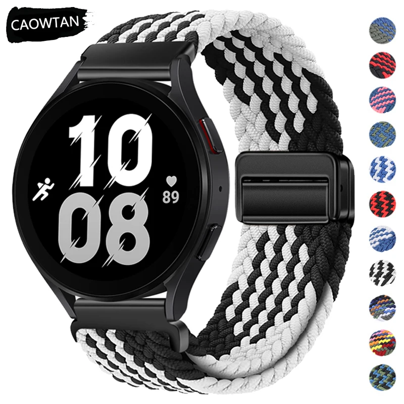 20mm 22mm Band for Samsung Galaxy Watch 6 5 4 40 44mm Gear S3 Active Magnetic Buckle Nylon Braided Strap for Amazfit GTR Watch