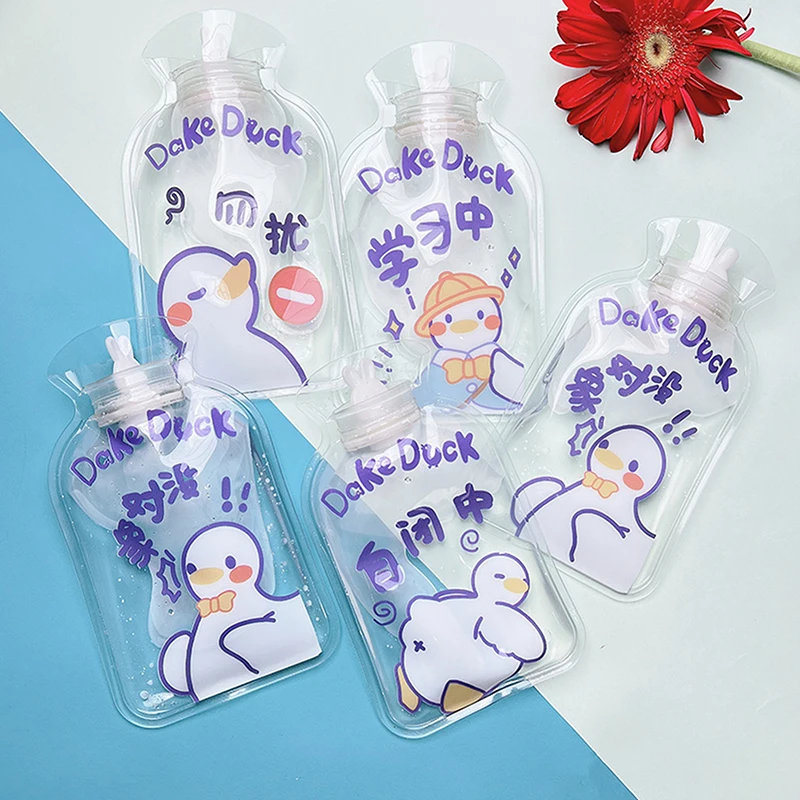 

1PC Cartoon Transparent Hot Water Bag Portable Water-filling Hot Water Bottle Hand Warmer Pocket Hand Feet Hot Water Bottle PVC