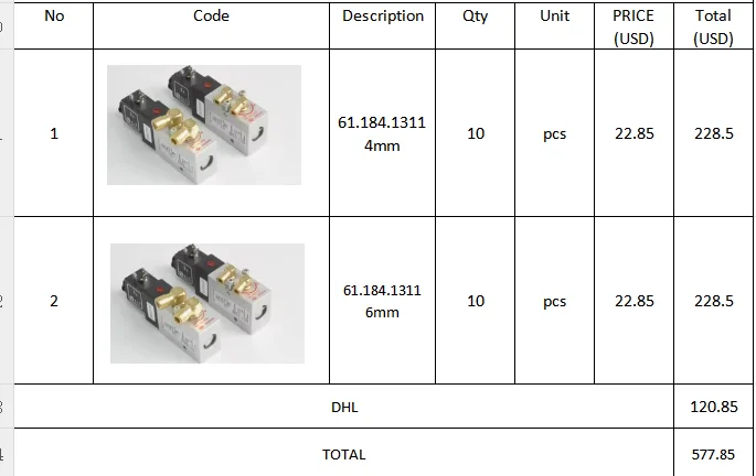 20PCS 61.184.1311 Solenoid Valve 2625484 for Heidelberg SM102 CD102 Offset Printing