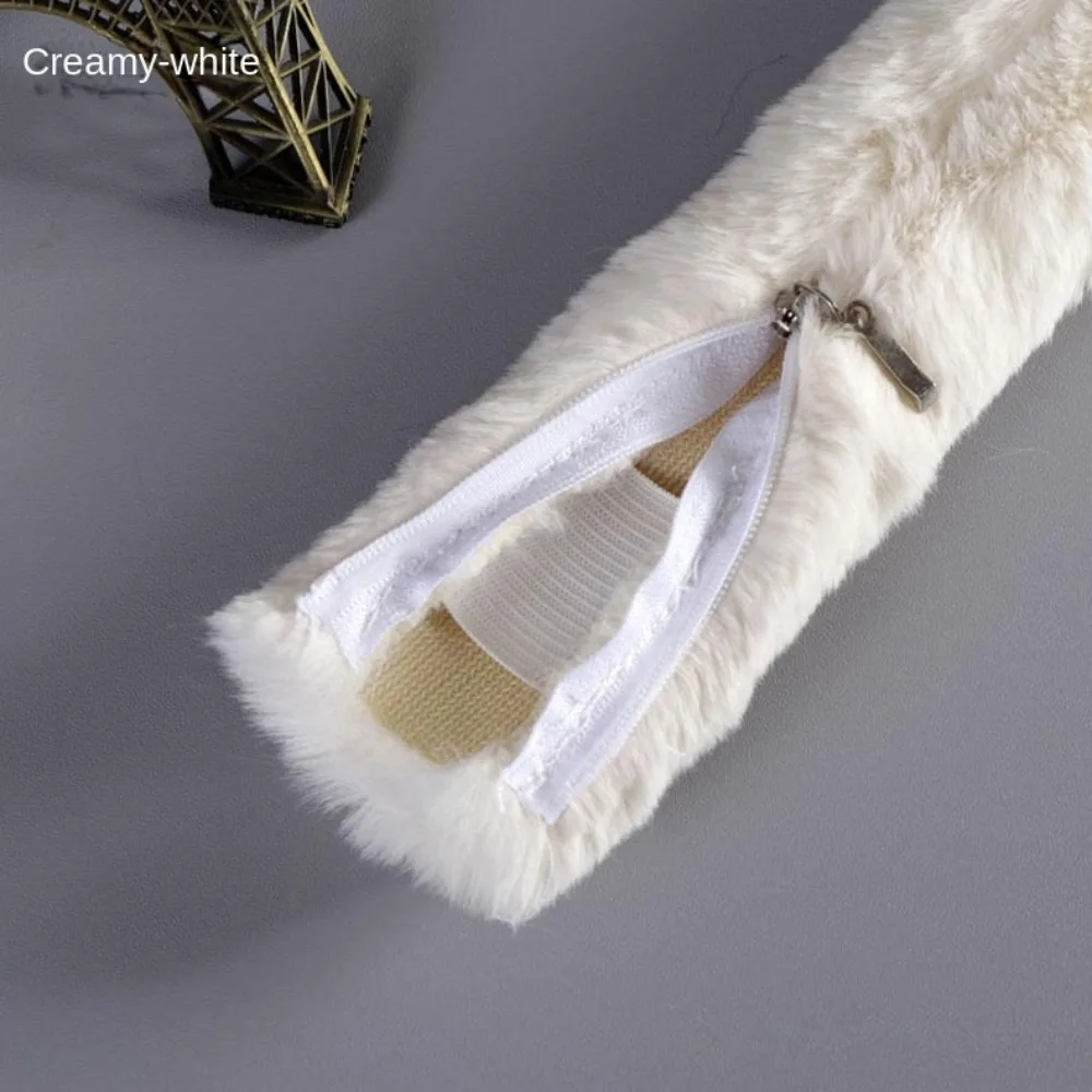 Faux Fur Bag Belts Plush Shoulder Handbag Strap Replacement Handles Fastener Cover Straps With Zipper Shoulder Handbag Accessory