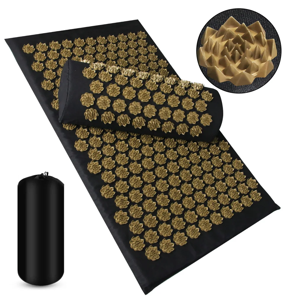 

Acupressure Yoga Mat with Body Needles Spikes Kuznetsov's Applicator Cushion Sensi Massage Foot Massager Fitness Pilates Pillow