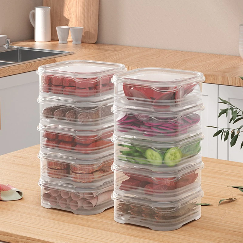 Refrigerator Storage Box Fridge Organizer Meat Fruit Vegetable Food Container Sealed Fresh Box With Lid Kitchen Accessories