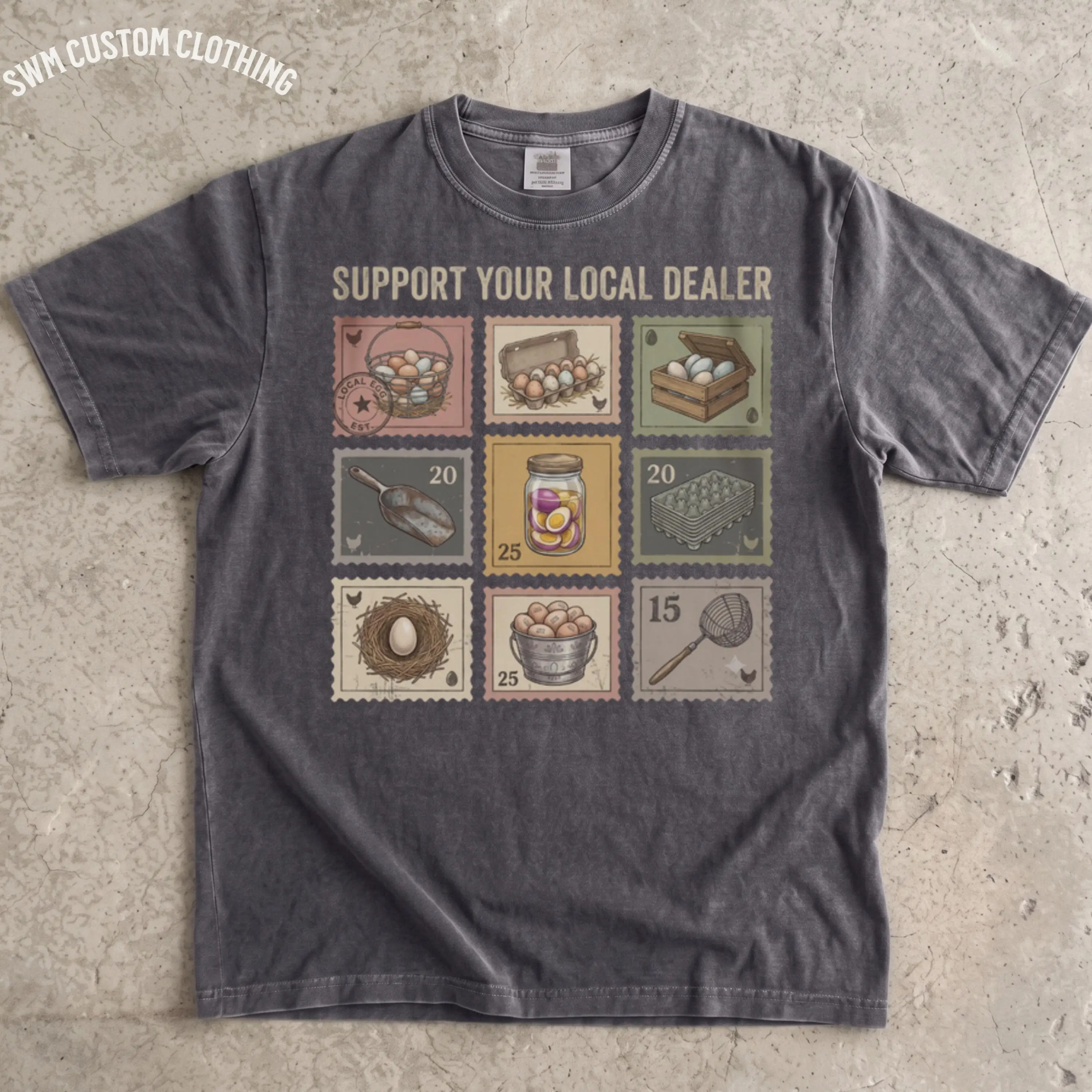 Support Your Local Egg Dealer Shirt, Funny Chicken Farmer Graphic Tee, Vintage Farm Stamp Top, Homestead Gift, Ironic Market