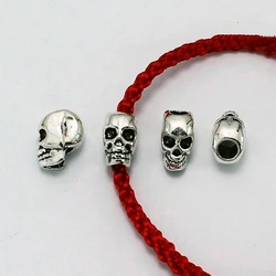 10pcs Skull Head Metal Beads with Large Hole Spacer Beads Steampunk Accessories for Charms Bracelets Making Supplies Men Women