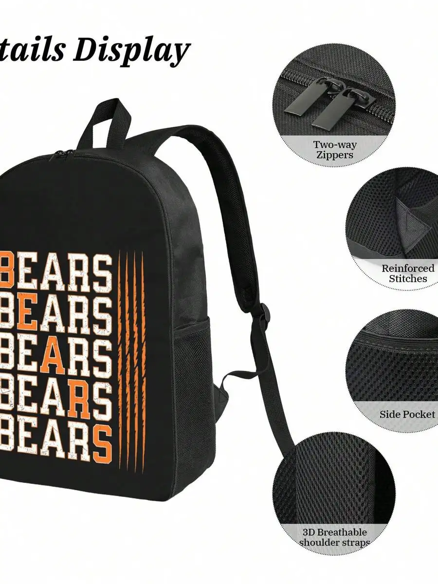 

Black Bears Print Laptop Backpack For Men And Women Travel Outdoor School