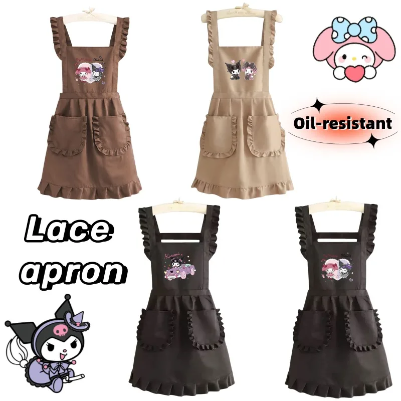 

Sanrio Kuromi My melody аниме периферийные устройства каваи милое девчачье сердце кружево домашняя работа кухня грязеотталкивающий фартук высокого качества подарок