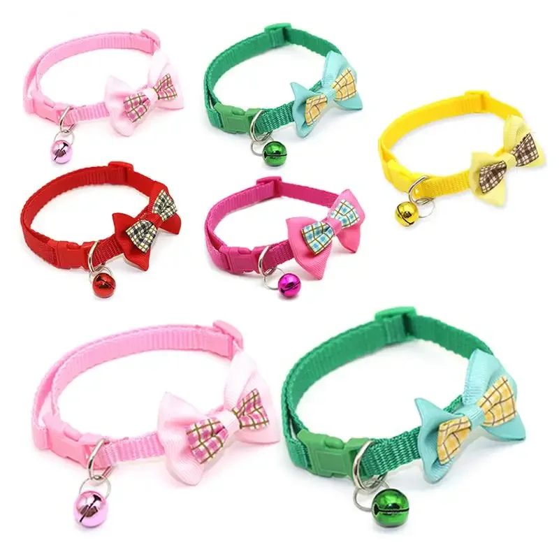 1PCS Pet Collars Bow Bell Collars Cute Cat Collars Pet Supplies Multicolor Adjustable Dressing Tool Pet Accessories