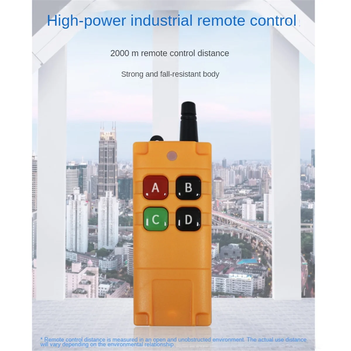 Abzv-alta potência impermeável e à prova de queda controle remoto sem fio industrial ev1527 chip pedir 2000m longo alcance 433mhz 6 botões