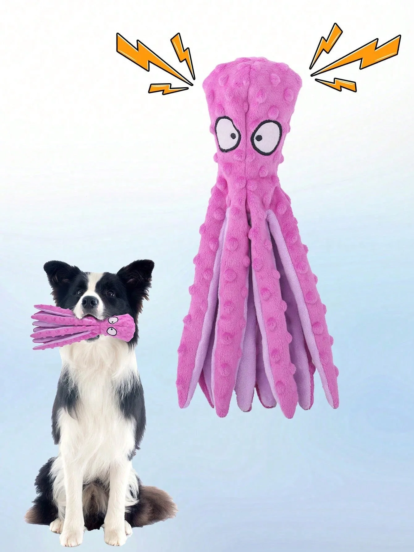 Quietschender Lila Oktopus: Bissfestes Haustier-Spielzeug für Hunde und Katzen, Interaktive Sprachpuppe (1 Stück) zur Stresslinderung und Zahnpflege
