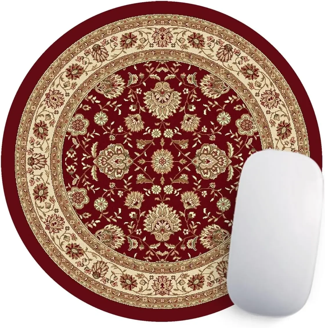 Round Mouse Pad Vintage Oriental Persian Floral Rug Small Office Computer Accessories Carpet Anti Slip Rubber Table Mats For Pc