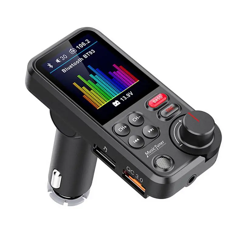 

FM Transmitter Car MP3 Player TF Card U Disk Playback QC3.0 Car Charger Handsfree BT 5.0 Car Kit FM Modulator With Color Screen