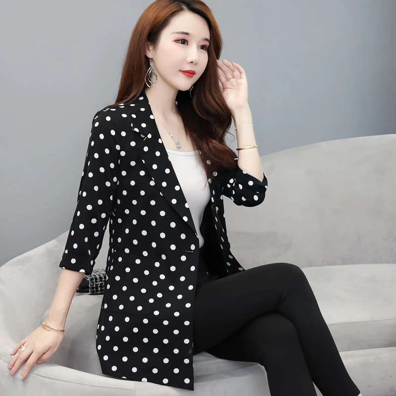 

Модная женская блузка в горошек с рукавом 3/4 средней длины, тонкая, весна-лето, новая, в стиле ретро, из шифона, с коротким рукавом