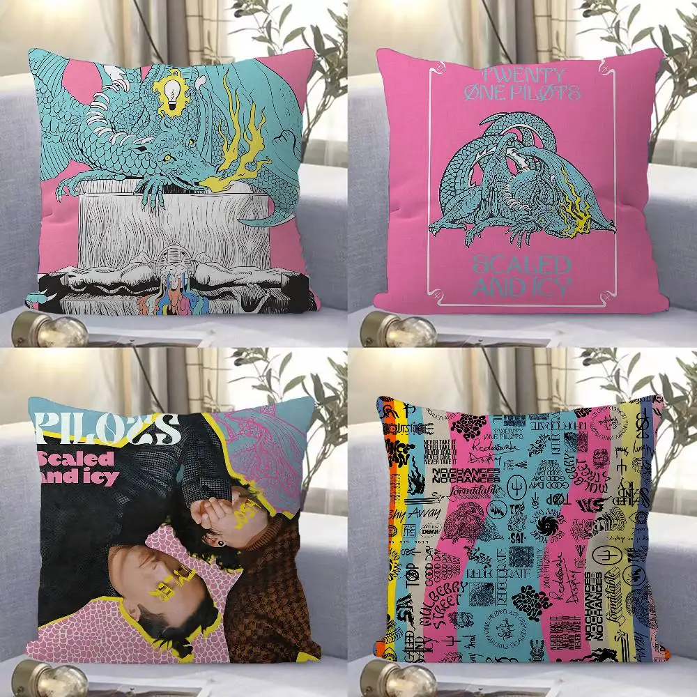 T-Twenty One Pilots Pillow Covers Cartoon Sofa Decorative Home Double-sided Printing Short Plush Cute Cushion Cover