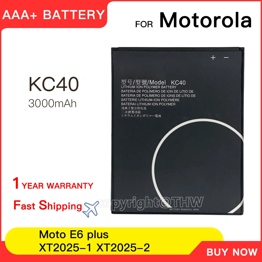 

100% genuine KC40 New 3000mAh Battery For Motorola Moto E6 Plus XT2025-1 XT2025-2 In Stock High Quality Replacement Batteries