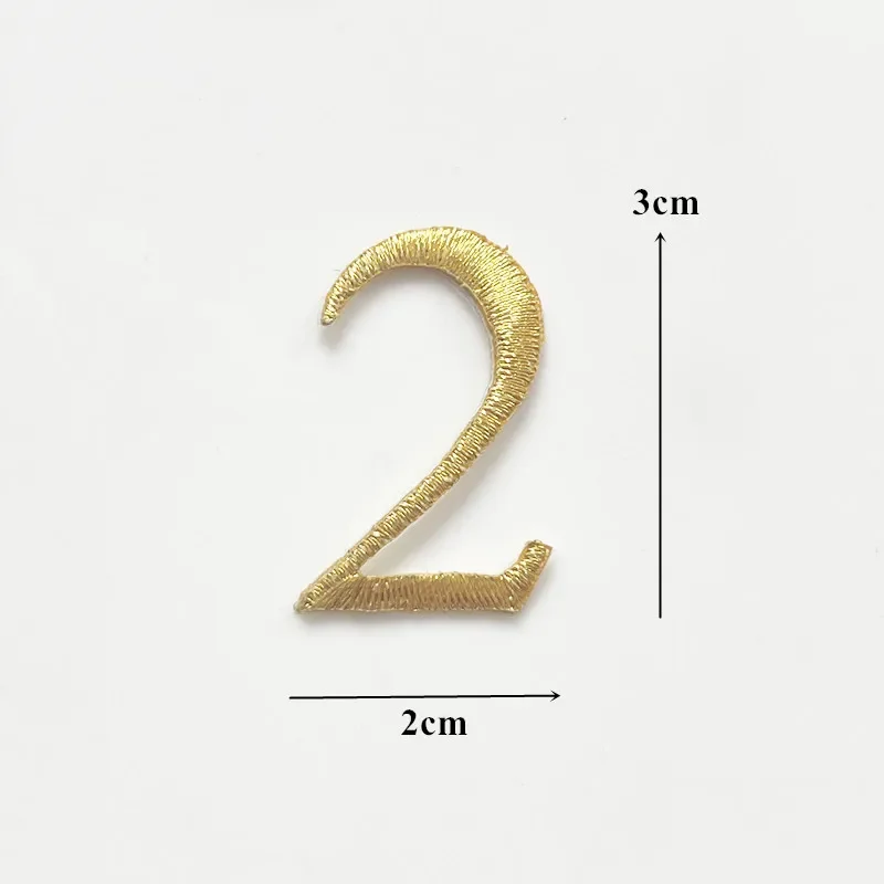 Gold Silver Embroidery Number Digit Applique Collar Iron Sew On Patch Badges Figure For Wedding Clothes Dress Decor DIY Crafts