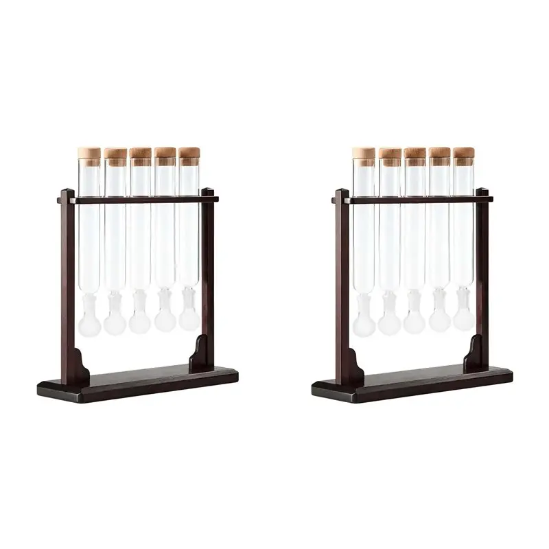 

【HOT ITEMS】2X Clear Infuser Glass Tube Kit With Handmade Wooden Base, Aromatherapy Display Rack For Cigars Lovers And Enthusiast