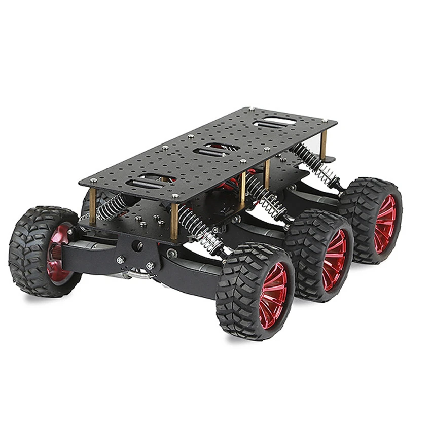 

Шасси для умного автомобиля 6WD с амортизацией, внедорожная платформа для поиска и спасения, шасси для умного робота-автомобиля, DIY-набор, радиоуправляемый краулер