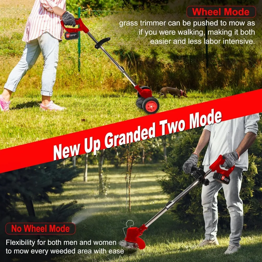 Imagem -06 - Elétrica Cordless Grass Trimmer Stringless Cortador de Escova Weed Wacker Eater Alimentado por Bateria 21v 4.0ah Lightweigt