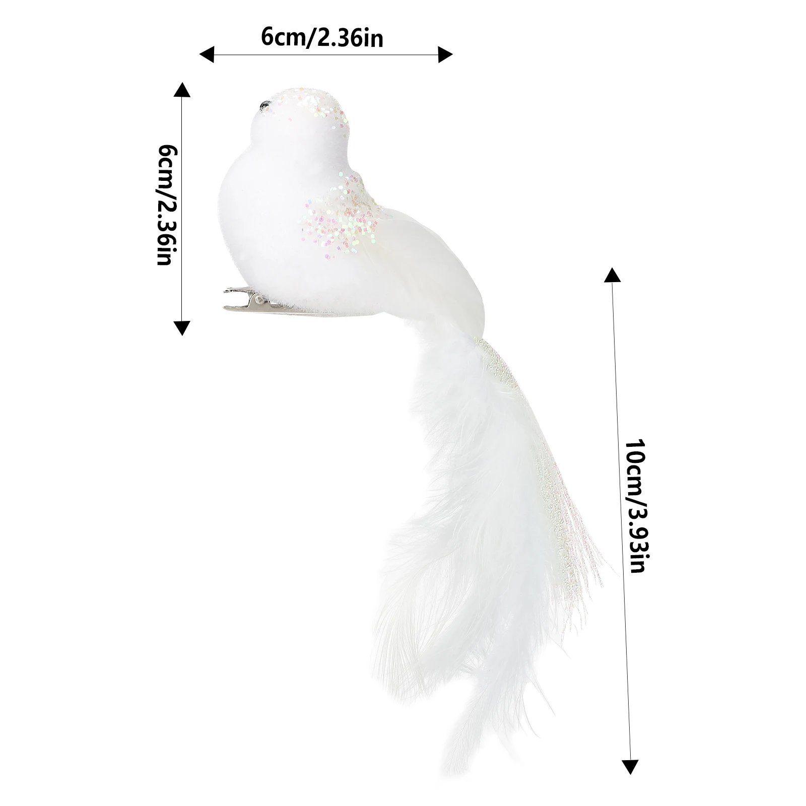 12 x Bright White Artificial Birds Foam Feather Clip-on Cardinals Craft Ornaments Festival Party Christmas Home DIY Decoration