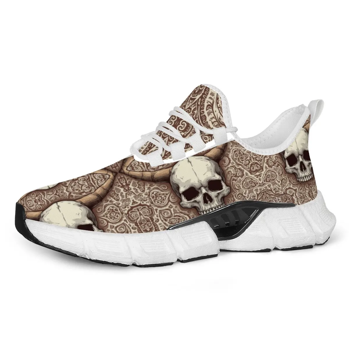 Fashion Skull Running Shoes for Men Women Edgy Elegance Sneakers Gothic Light Weight Mesh EVA Walking Tennis Sports Shoes