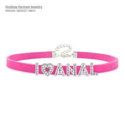 Gargantilla Sexy con letras de diamantes de imitación, Collar ANAL de amor, collares góticos, Harajuku, joyería personalizada para amantes de Cosplay