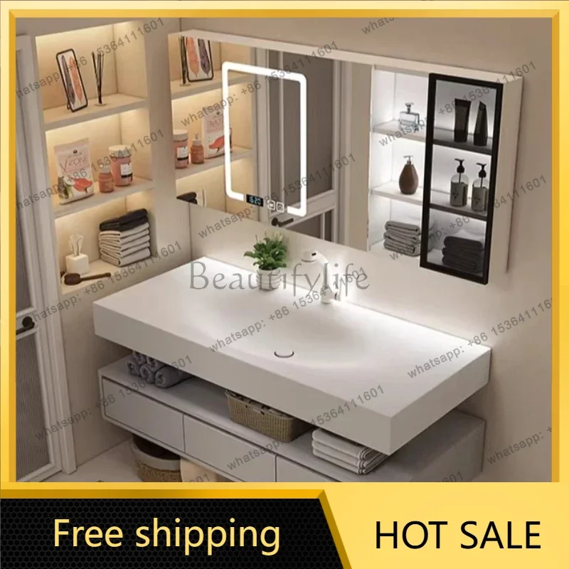 FG Organizer Closet Cabinets Crack Vanity Storage Furniture Home Modern Integrated Basin Combined Bathroom Cabinet Washstand