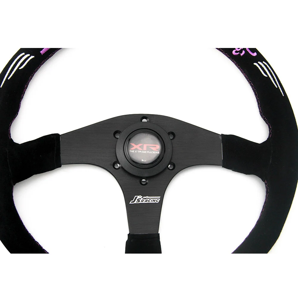 JDM J'S RACING Car Modification 14-Inch Suede Embroidered Racing Steering Wheel Universal With Logo Horn Accessories