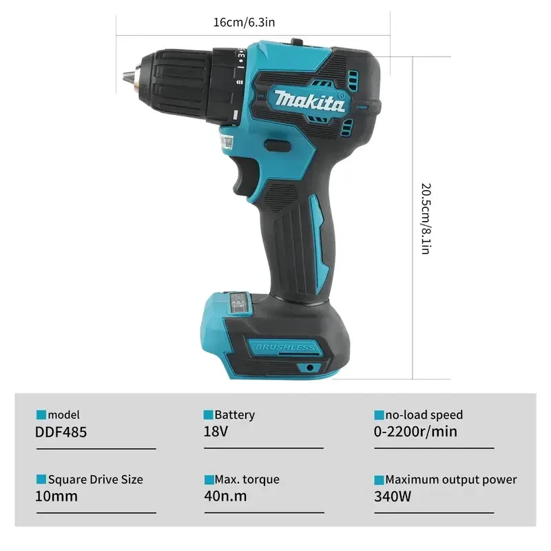 ماكيتا DDF485 10 مللي متر LXT أداة لاسلكية مدمجة متعددة الوظائف مفك تأثير محرك بدون فرش قابلة للشحن مثقاب بدون فرش #3