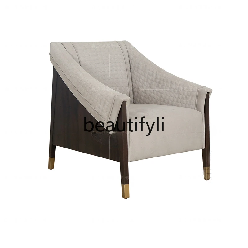 Creative leisure chair sofa side chair fabric soft bag solid wood frame