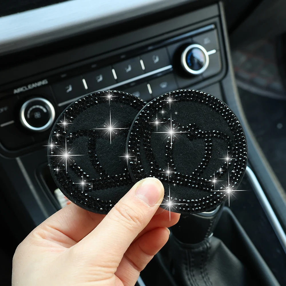 2pcs Water cup mat Crown pattern Grid Car Coasters Soft Rubber Artificial Diamond Non Slip Creative Cup Holder Coaster