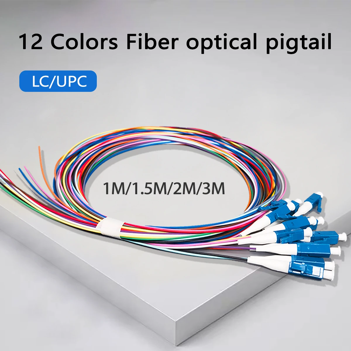 LC/UPC 12 Colors Fiber Optical Colorful Pigtail 0.9mm Single Fiber Optic Pigtail Single Mode 1M/1.5M/2M/3M Fiber Pigtail