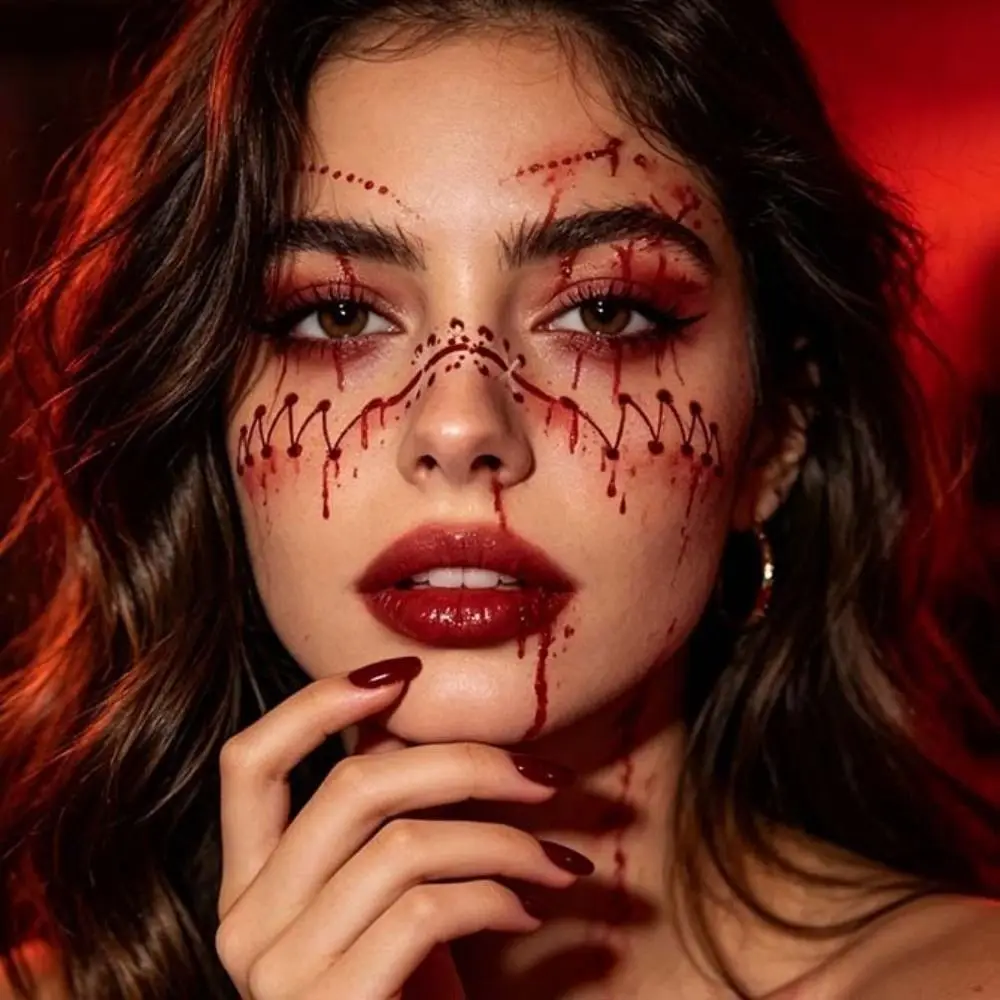 Spider Web Halloween Face Tattoo Sticker Pumpkin Realistic Halloween Face Temporary Tattoo Convenient Long Lasting