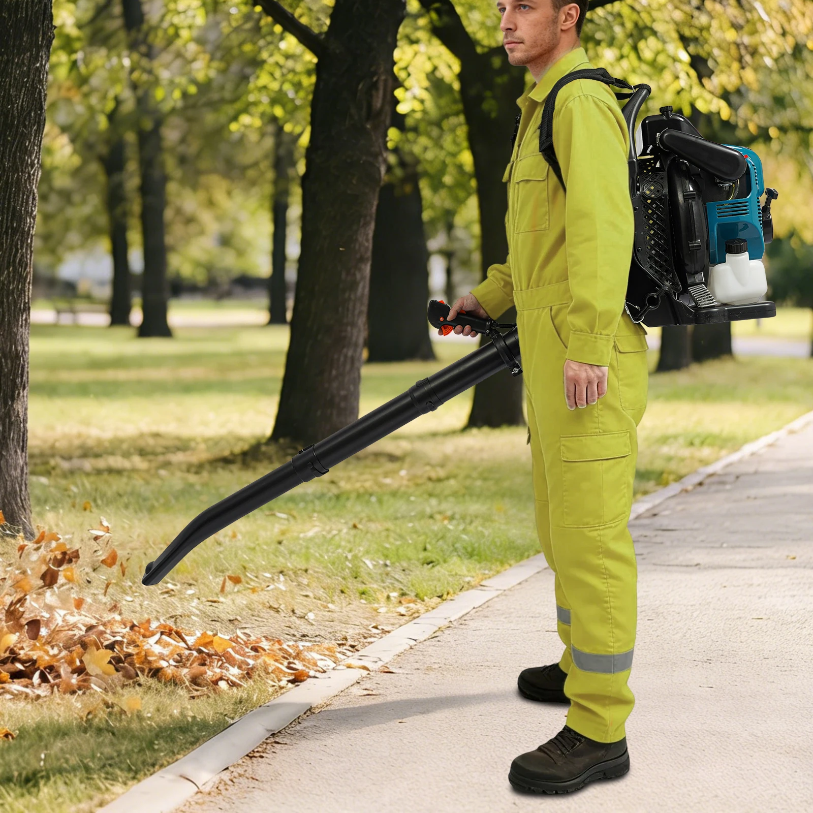 Gas Backpack Leaf Blower 75.6cc, 4-Stroke Cordless Blower with 2600W & 7000RPM, Adjustable Speed for Farm Construction Site