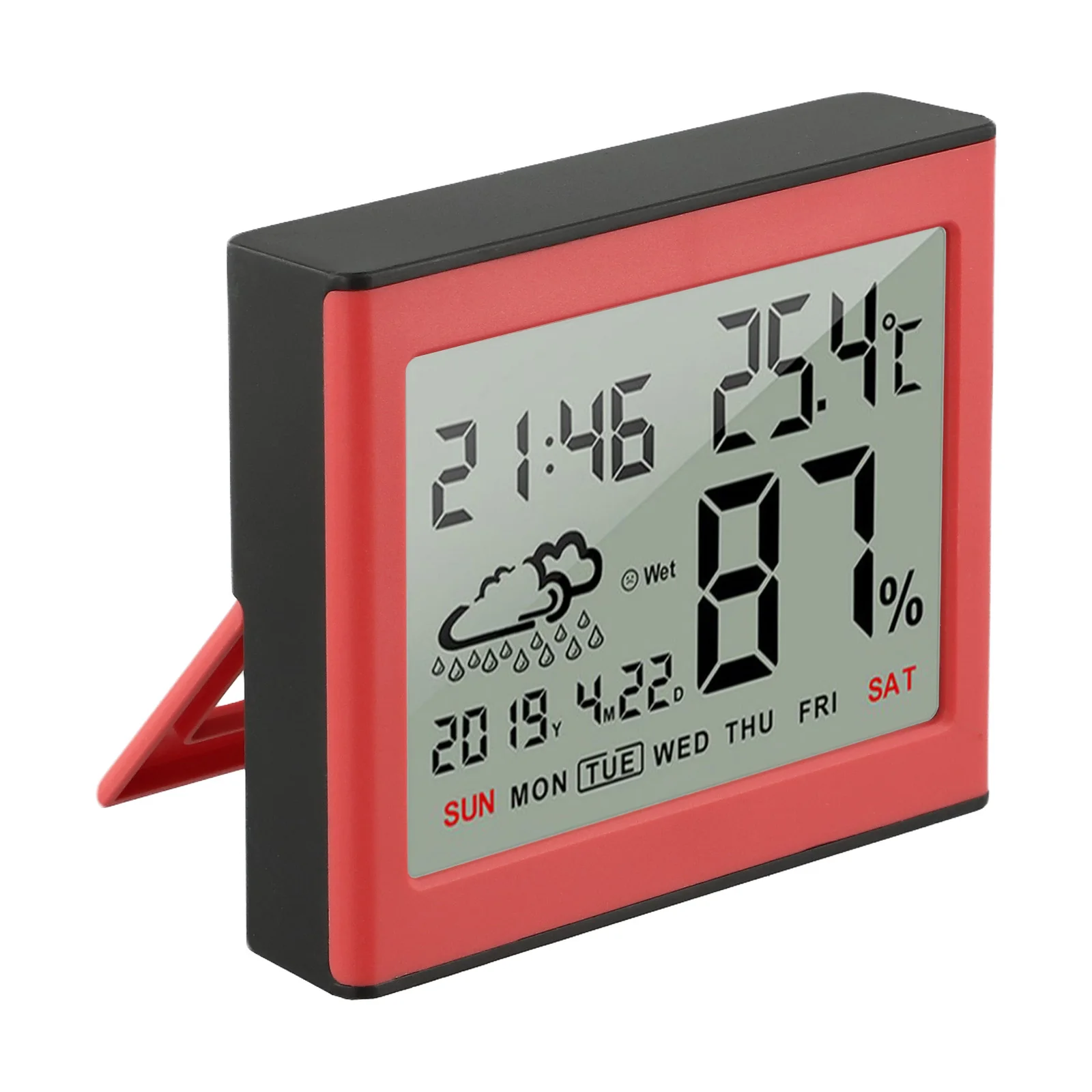 Alarm Clock Hygrometer Electronic Thermometer Home Decoration ABS Engineering Plastic Compact Design LED Backlight Display