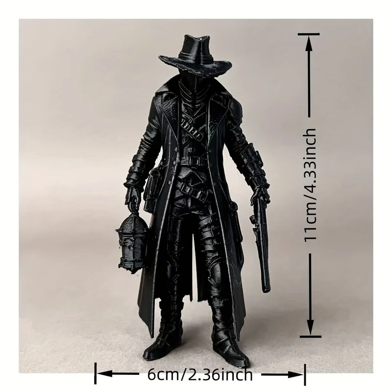 1Pc Gothic Hooded Lantern‑Man Figurine, Plastic No‑Power Statue, Indoor‑Outdoor Ornament for Halloween Holiday Party, Spooky Dec