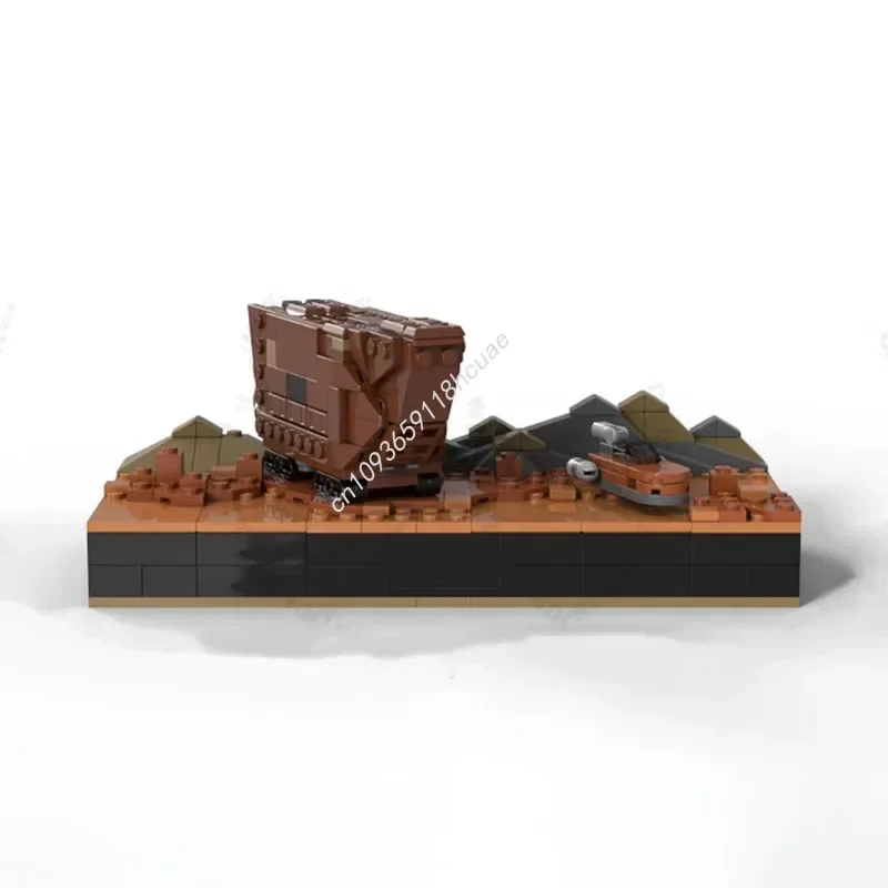 400PCS Star Battle Micro Diorama Sandcrawler & Landspeeder 3D Poster Model Moc Building Bricks Diy Creative Christmas Gifts