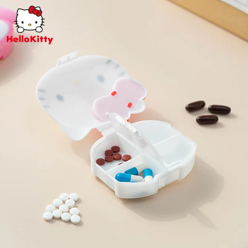 Sanrio Kawaii My Melody Cinnamoroll kotak pil portabel disegel Mini pil Dispenser organizer perhiasan kartun kotak Anime hadiah anak-anak