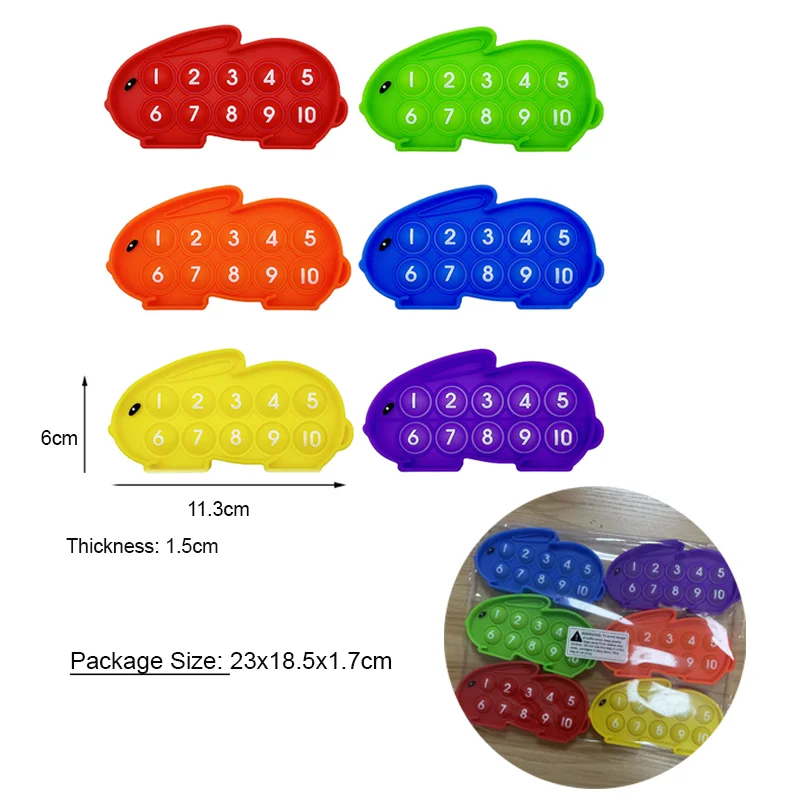 Mesa Digital de conejo de 6 piezas para niños, juguete de matemáticas de diez marcos, juego de mesa educativo de aprendizaje, material de enseñanza para niños, juguetes de estudio de guardería