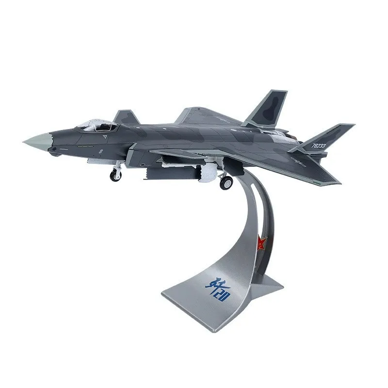 J-20 Alloy Airplane 1:144 Scale Aircraft Model Simulation Bomber Fighter Jet For Military Aviation Collectible With Base Wheels