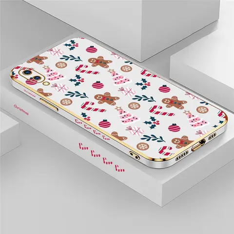 Phone Case For Vivo V20 SE V20Pro V17 V15 V19 V9 V5 Lite V11 Fashion Plating Soft Silicone Cartoon Christmas Tree Pattern Cover