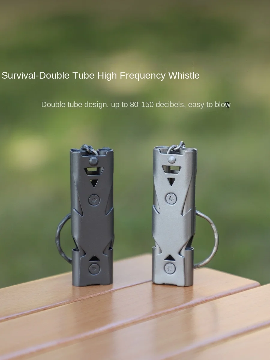 أنبوب مزدوج صافرة متفجرة في الهواء الطلق استغاثة صافرة الفولاذ المقاوم للصدأ عالية التردد زلزال الإنقاذ صافرة صفارة إنقاذ